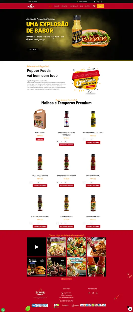 Projeto Pepper Foods — marca com presença digital própria
