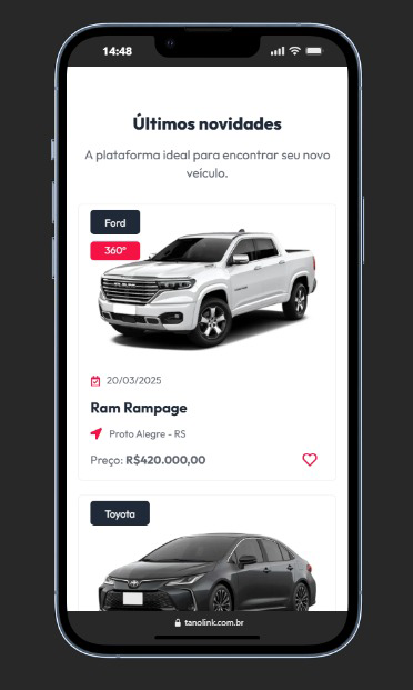 Versão mobile do catálogo de veículos MagicPage